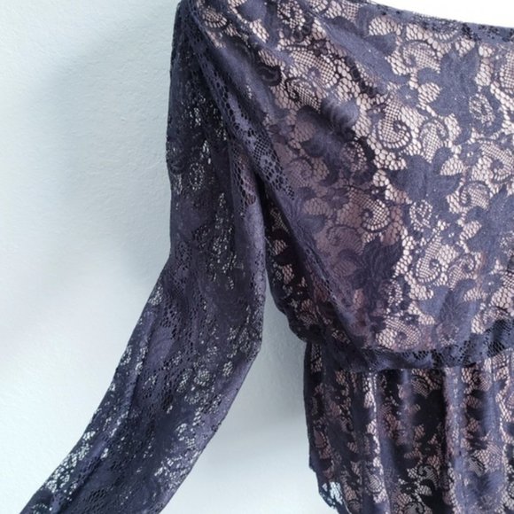 Bisou Bisou Black Lace Mini Dress One Shoulder XS - Picture 4 of 5